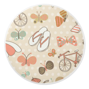 Summer Vacation Pattern Ceramic Knob
