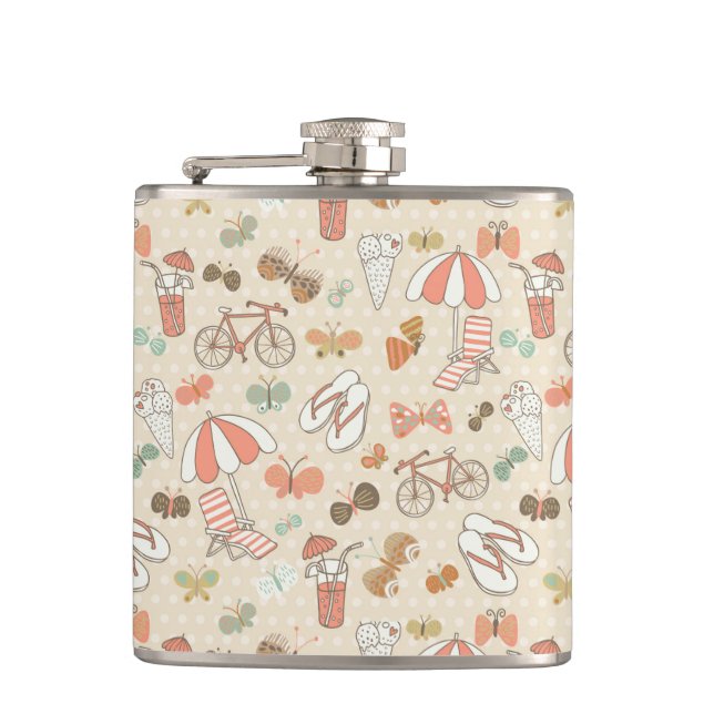 Summer Vacation Pattern Hip Flask (Front)