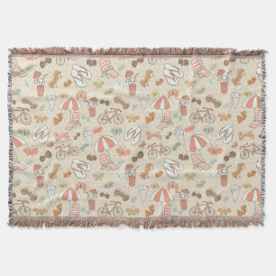 Summer Vacation Pattern Throw Blanket