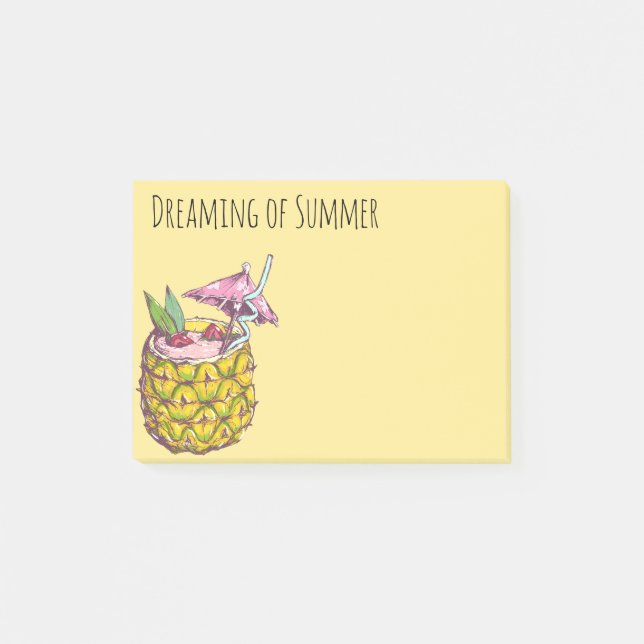 Summer Vacation Pineapple Drink Umbrella Relax Post-it Notes (Front)
