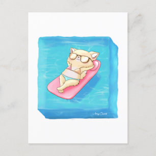 Summer Vacation Pool Bikini Pomchi Sunglasses Postcard