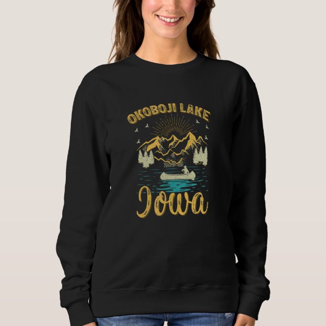 Summer Vacation Retro Mountain Iowa Okoboji Lake P Sweatshirt (Front)