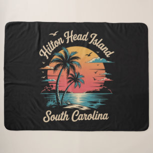 Summer Vacation Retro South Carolina Sherpa Blanket
