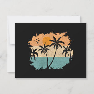 Summer Vacation Retro Sunset Beach Palms Tree Pock