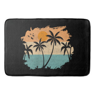 Summer Vacation Retro Sunset Beach Palms Tree Pock Bath Mat