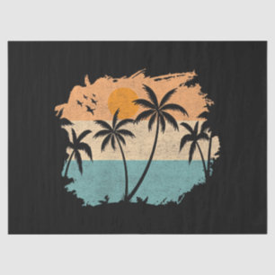 Summer Vacation Retro Sunset Beach Palms Tree Pock Tissue Paper