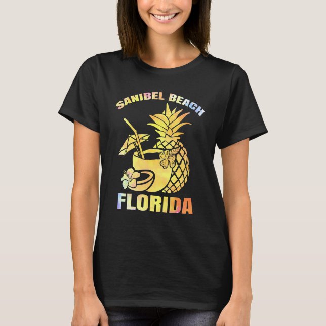 Summer Vacation Retro Sunset Florida Sanibel Beach T-Shirt (Front)