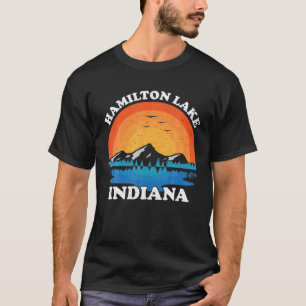 Summer Vacation Retro Sunset Indiana Hamilton Lake T-Shirt