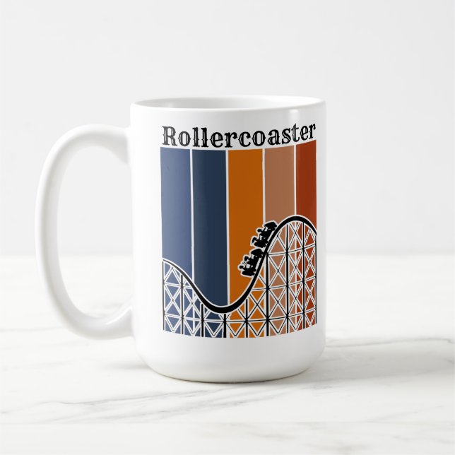 Summer Vacation Riding the Rollercoaster Retro Coffee Mug (Left)