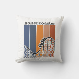 Summer Vacation Riding the Rollercoaster Retro Cushion