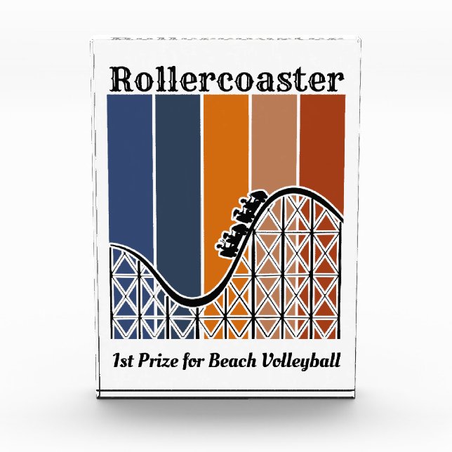 Summer Vacation Riding the Rollercoaster Retro Photo Block (Front)