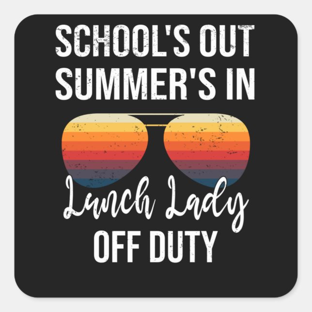 Summer Vacation School Lunch Lunchtime Lady Square Sticker (Front)