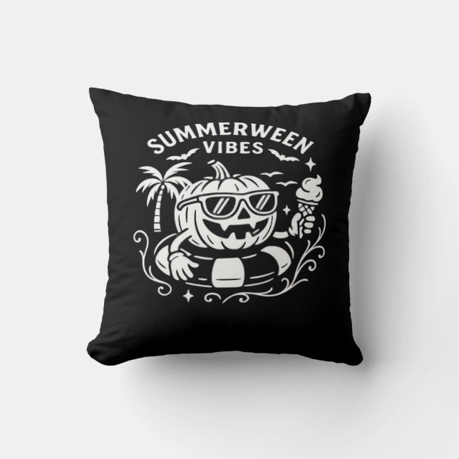 Summer Vacation Summerween Vibes Pumpkin Pool Floa Cushion (Front)
