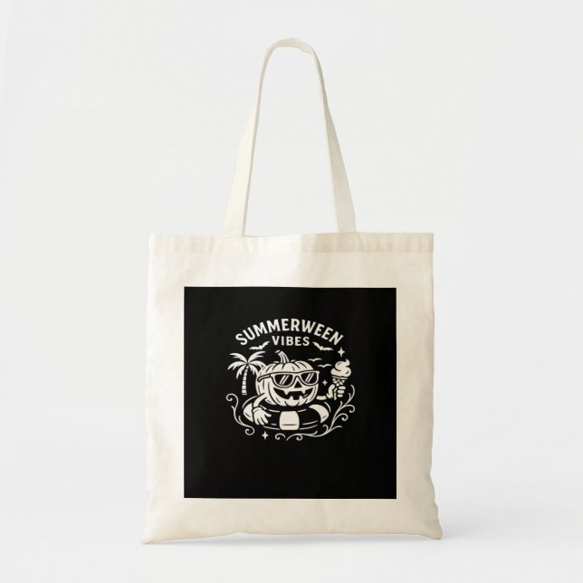 Summer Vacation Summerween Vibes Pumpkin Pool Floa Tote Bag (Front)