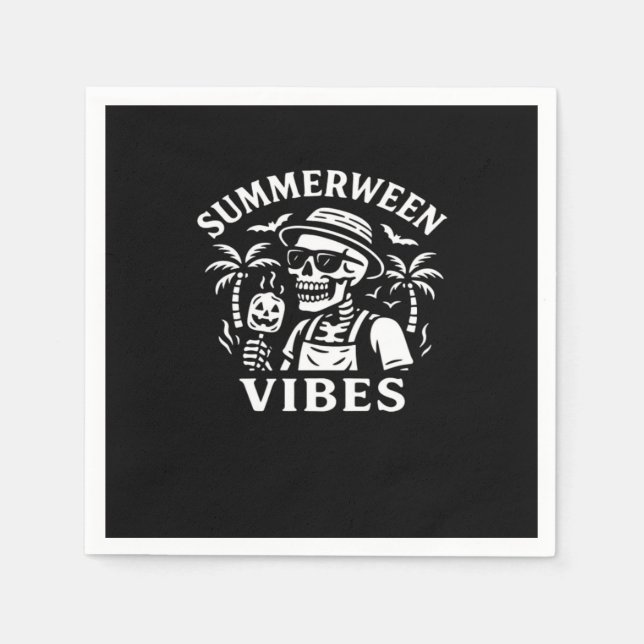 Summer Vacation Summerween Vibes Skeleton Hallowee Napkin (Front)