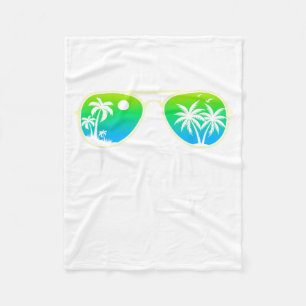 Summer Vacation Sunglasses Palm Tree Vacay Mode Fleece Blanket