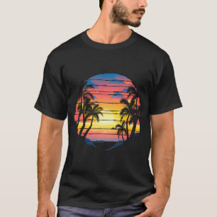 Summer vacation sunset beach palm trees tropical T-Shirt