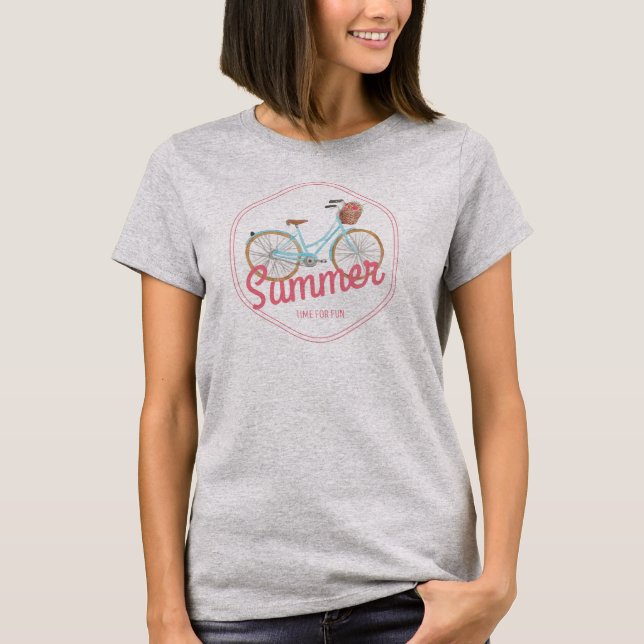 Summer Vacation Time for Fun Bicycle Logo T-Shirt (Front)