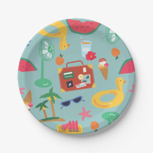 summer vacation travel tropical beach island cute paper plate