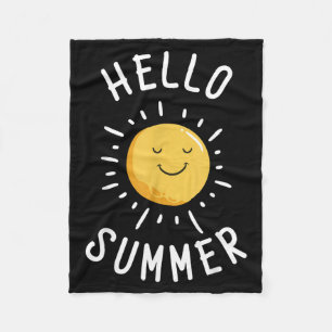 Summer Vacation Typography Beach Sunset Hello Fleece Blanket