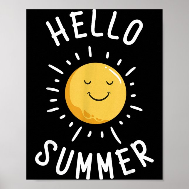 Summer Vacation Typography Beach Sunset Hello Poster (Front)