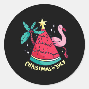 Summer Vacation Watermelon Christmas Tree Christma Classic Round Sticker