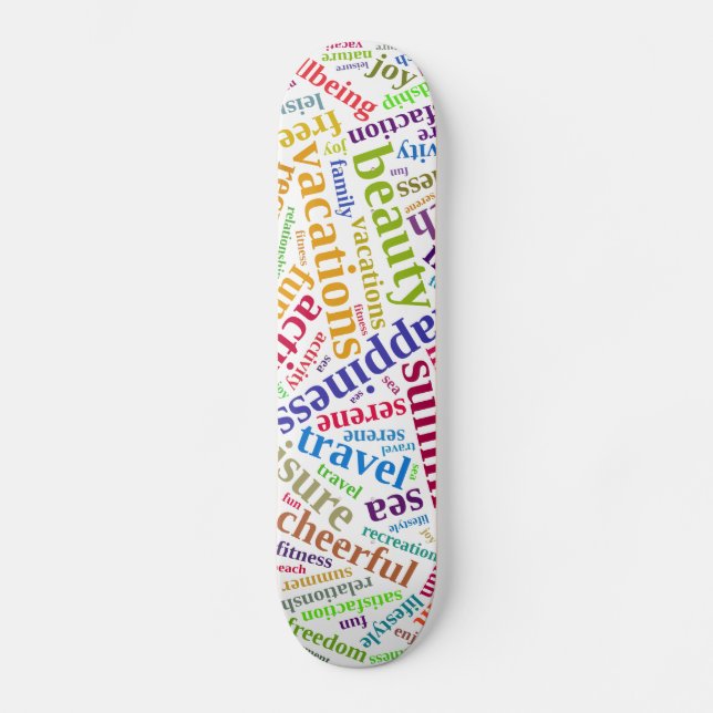 Summer vacations words cloud skateboard (Front)