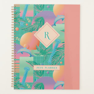 Summer Vaporwave Sunset and Palm Trees Planner
