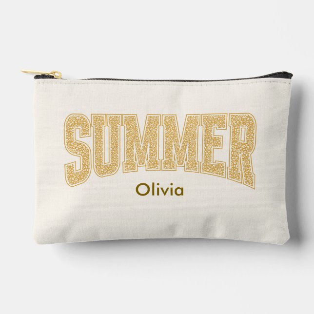 Summer Varsity Sunset Ditzy Floral Makeup Accessory Pouch (Front)