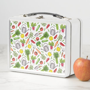 Summer Vegetable Garden Metal Lunch Box