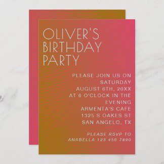 Summer vibe birthday parallel warm colour lines invitation