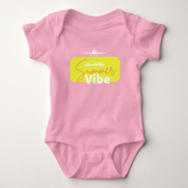 Summer Vibe cute pink colourful adorable  baby gir Baby Bodysuit (Front)