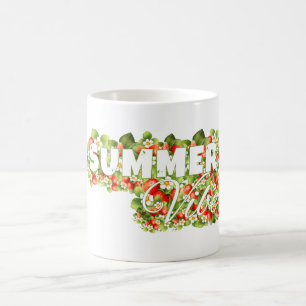 Summer Vibe Floral Design – Strawberry & Blossom Coffee Mug