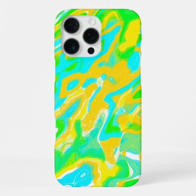 Summer Vibe Marble Texture Liquid Paint Mixture iPhone Case (Back)