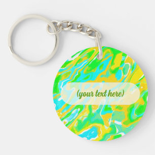 Summer Vibe Marble Texture Liquid Paint Mixture Key Ring