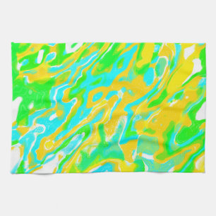 Summer Vibe Marble Texture Liquid Paint Mixture Tea Towel