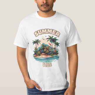 Summer Vibe Tropical Island Illustration T-Shirt