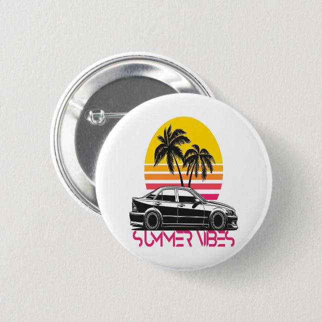Summer vibes 6 cm round badge (Front & Back)