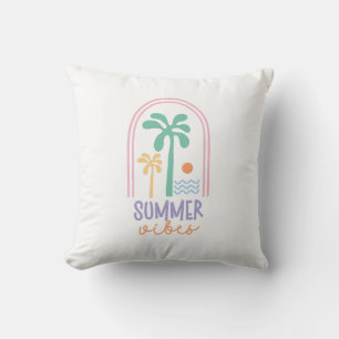Summer vibes and Palm trees Retro Minimalist Cushion