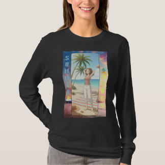 Summer Vibes Anime Beach Scene – Character Art  T-Shirt