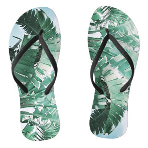 Summer Vibes Banana Leaves Pale Green Thongs