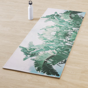 Summer Vibes Banana Leaves Pale Green Yoga Mat