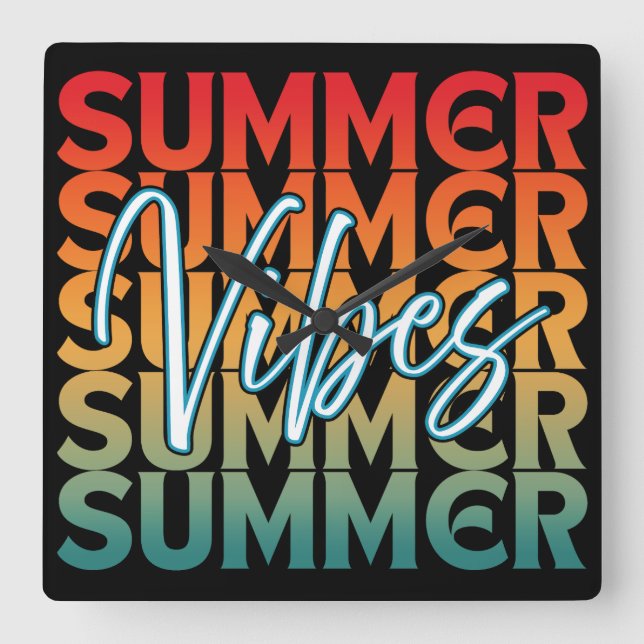 SUMMER VIBES BEACH FAMILY VACATION  SQUARE WALL CLOCK (Front)