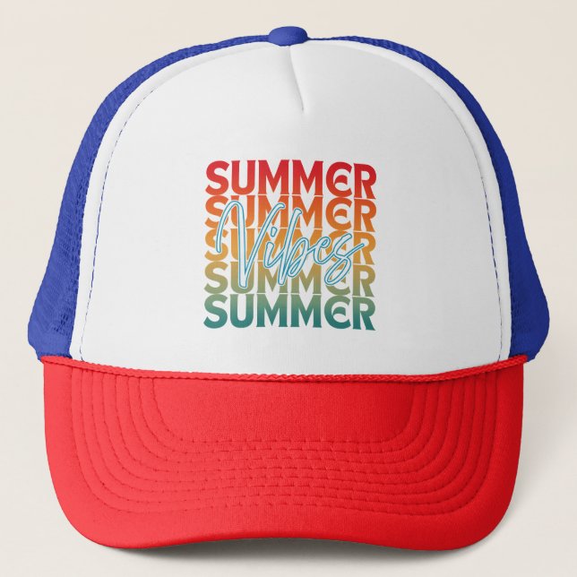 SUMMER VIBES BEACH FAMILY VACATION  TRUCKER HAT (Front)