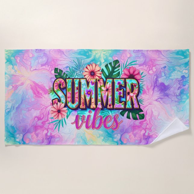 Summer Vibes Beach Towel (Front)