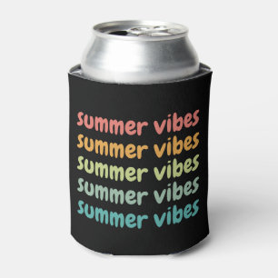 Summer Vibes Beach Vacation Retro Summer Can Cooler