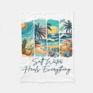 Summer Vibes Beach Vacation Salt Water Heals Every Fleece Blanket