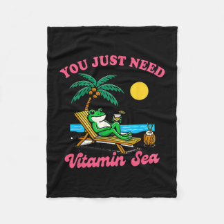 Summer Vibes Beach Vacay Frog You Just Need Vitami Fleece Blanket