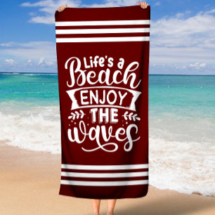Summer Vibes Boho Retro Summer Enjoy the Waves Beach Towel