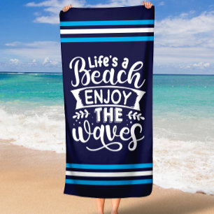 Summer Vibes Boho Retro Summer Enjoy the Waves Beach Towel